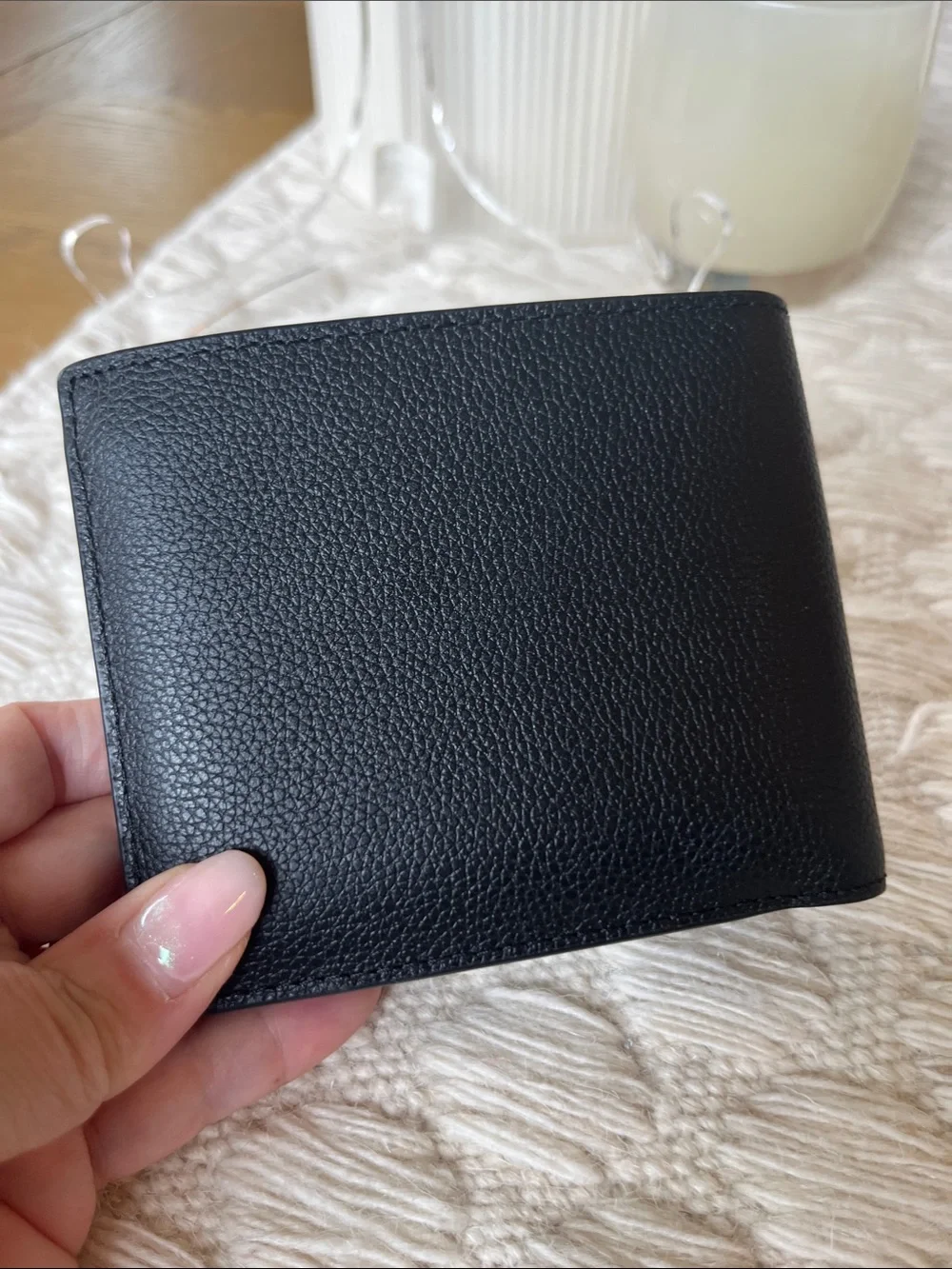NWT Coach 3 way Black Pebbled Leather Bifold Wallet
